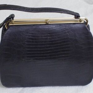 Black Lizard Skin Vintage Purse